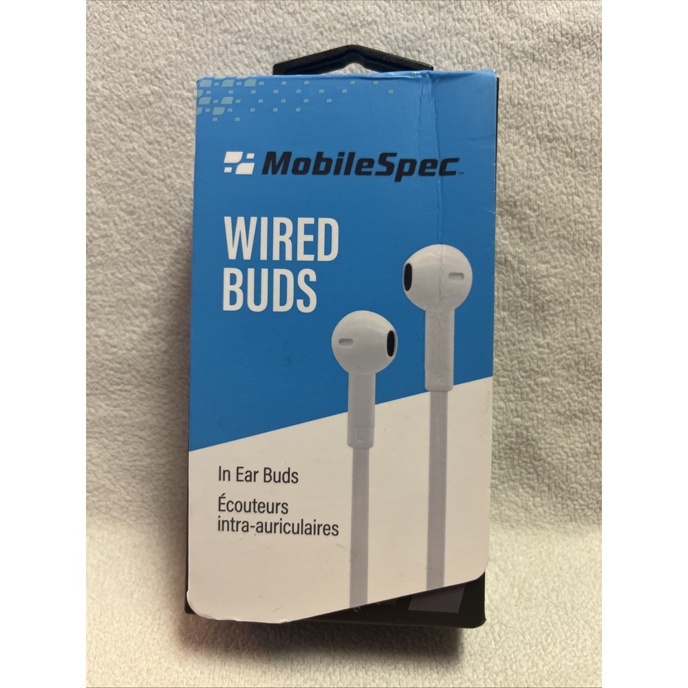 MobileSpec Stereo Buds with Mic MBS10242 Wired‎ Ear Buds with White Cord